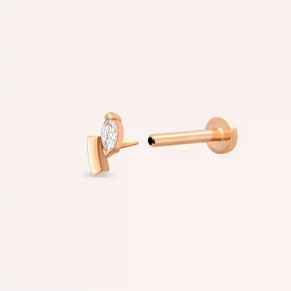 Mira Pırlanta Taşlı Rose Altın Piercing