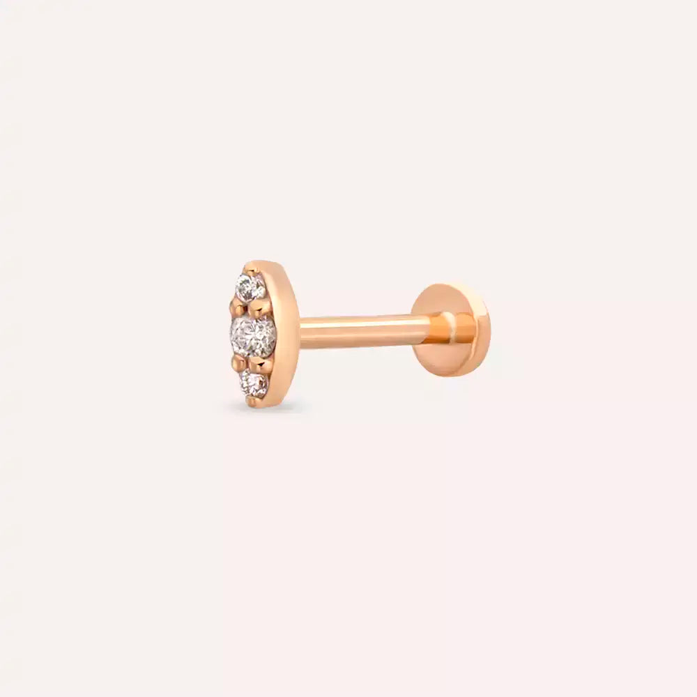 Mist Pırlanta Taşlı Rose Altın Piercing