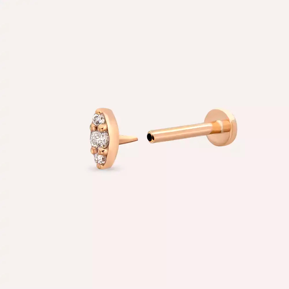 Mist Pırlanta Taşlı Rose Altın Piercing
