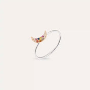 Mona  0.09 CT Multicolor Safir Taşlı Beyaz Altın Yüzük
