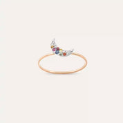 Moon 0.09 CT Multicolor Safir Taşlı Rose Altın Yüzük
