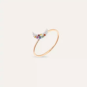 Moon 0.09 CT Multicolor Safir Taşlı Rose Altın Yüzük