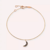 Moon Siyah Pırlanta Taşlı Rose Altın Bileklik