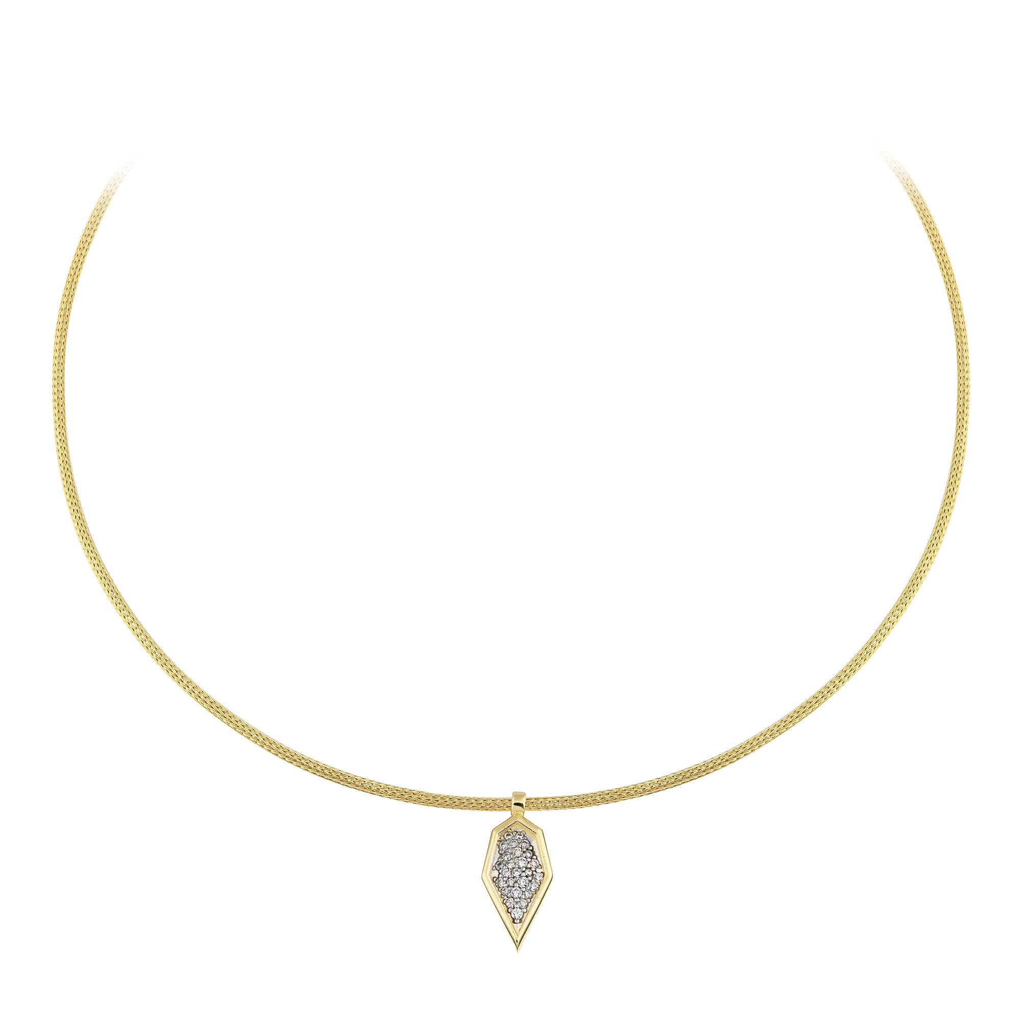 14 Ayar Taşlı Damla Choker Altın Kolye
