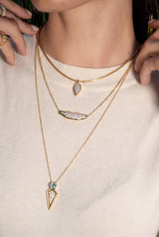 14 Ayar Taşlı Damla Choker Altın Kolye