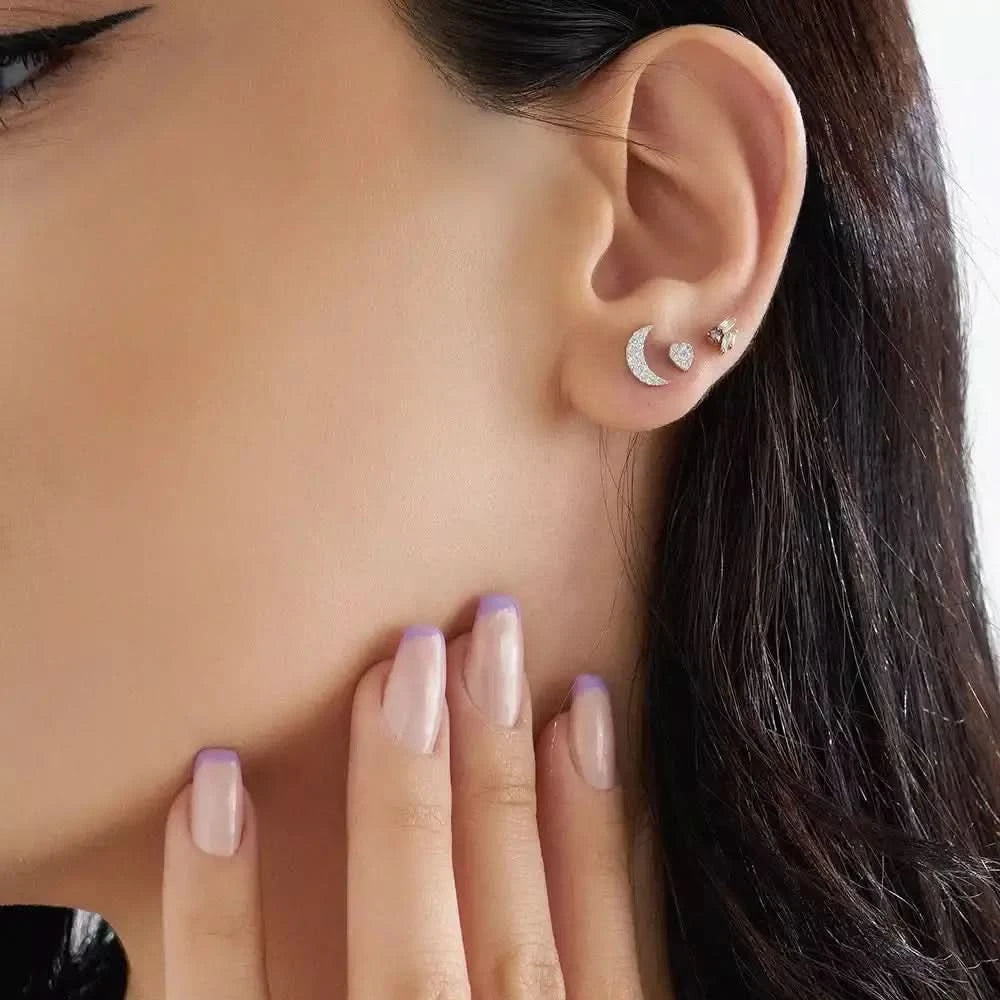 Myra Pırlanta Taşlı Beyaz Altın Tek Küpe