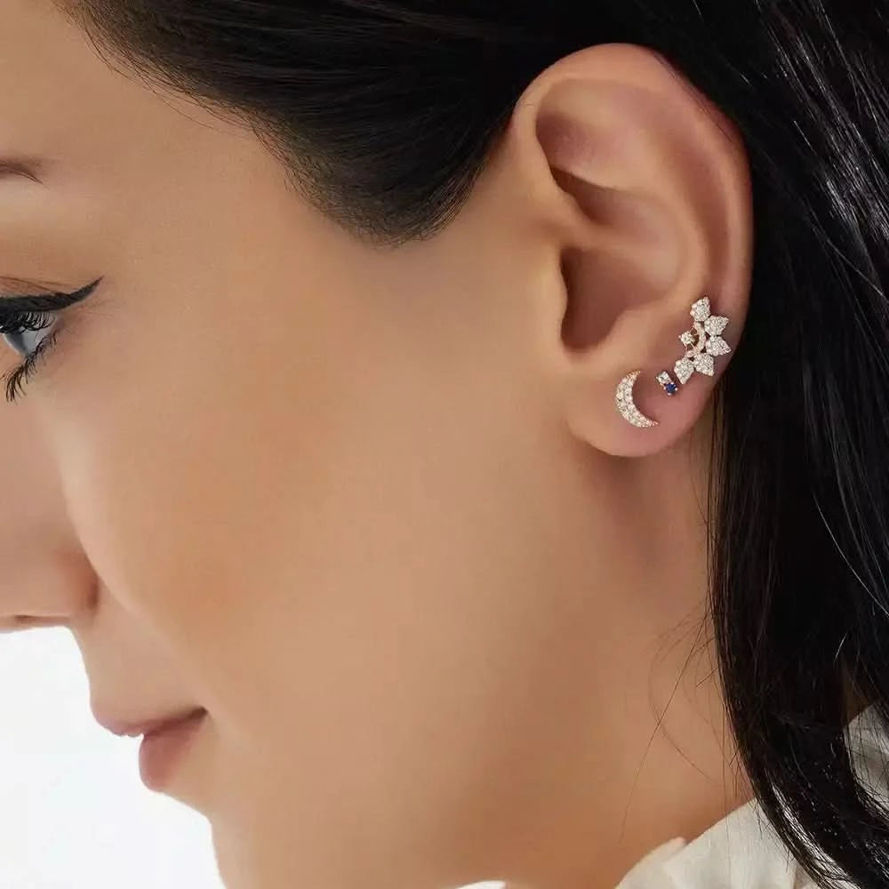 Myra Pırlanta Taşlı Rose Altın Tek Küpe