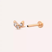 Navi Pırlanta Taşlı Rose Altın Piercing
