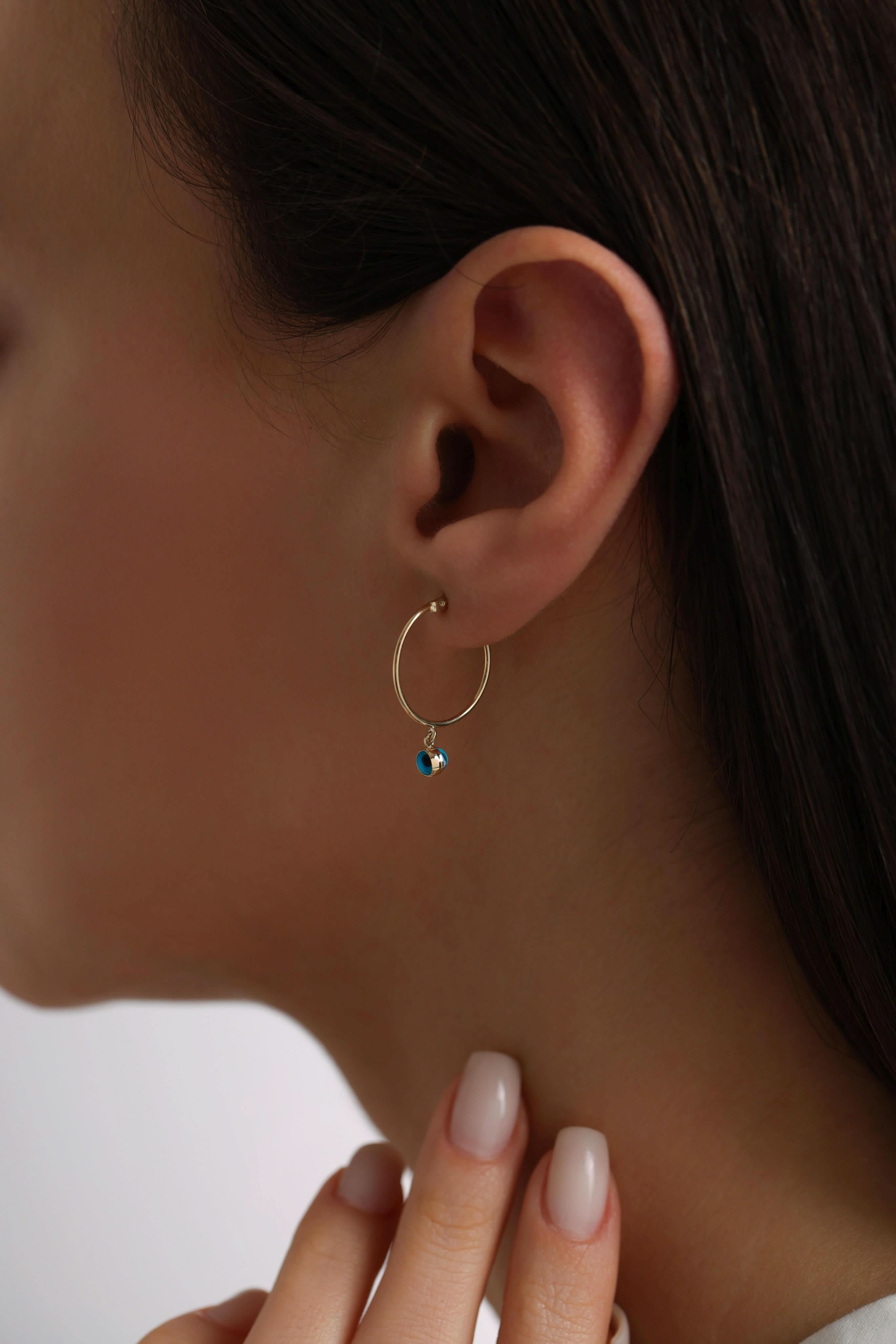 14 Ayar Halka Nazar Boncuklu Altın Küpe