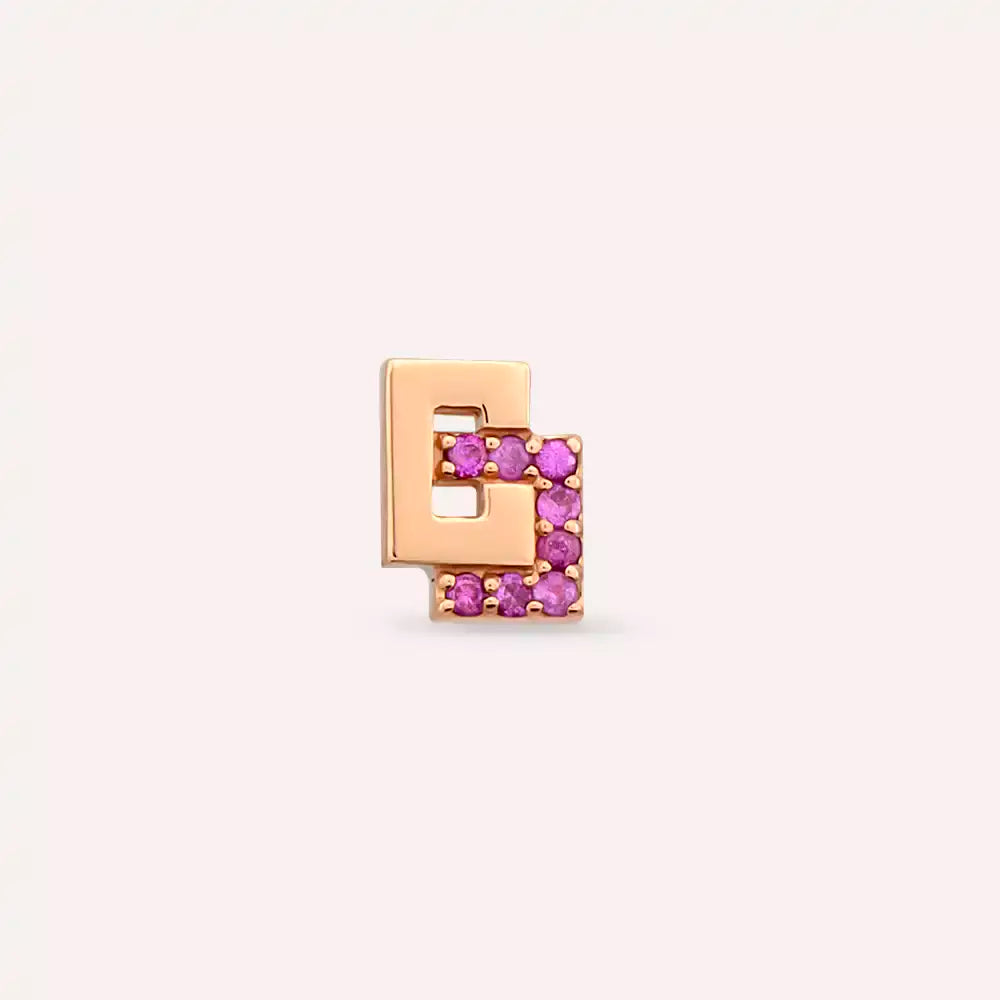Nest Pink Safir Taşlı Rose Altın Piercing