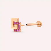 Block Pink Safir Taşlı Rose Altın Piercing