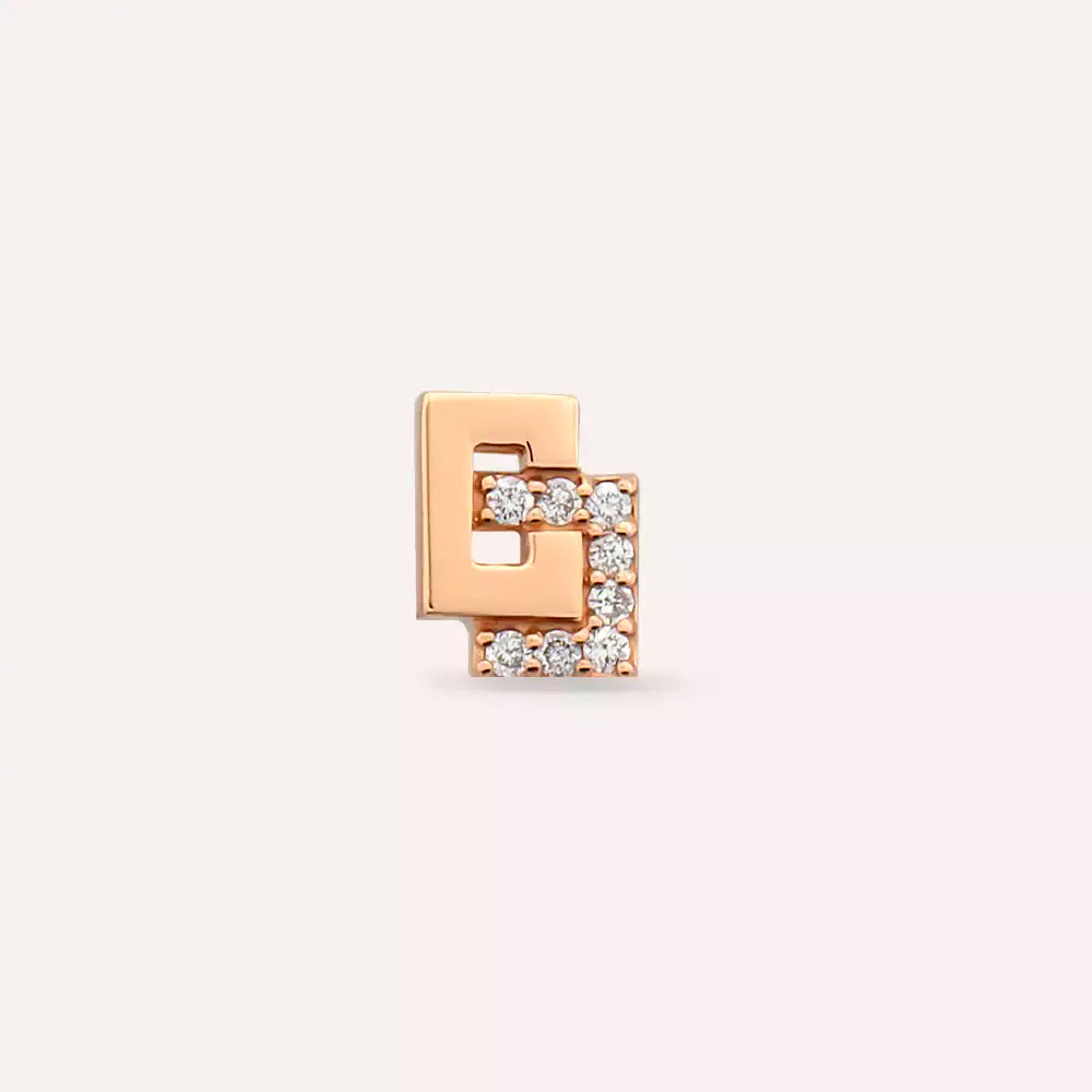 Nest Pırlanta Taşlı Rose Altın Piercing