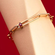 Nest Yakut ve Pırlanta Taşlı Rose Altın Bileklik