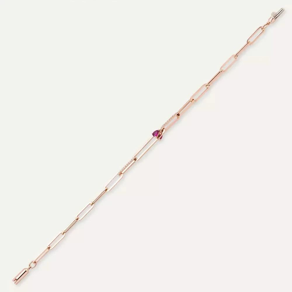 Nest Yakut ve Pırlanta Taşlı Rose Altın Bileklik