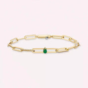 Nest Zümrüt ve Pırlanta Taşlı Rose Altın Bileklik