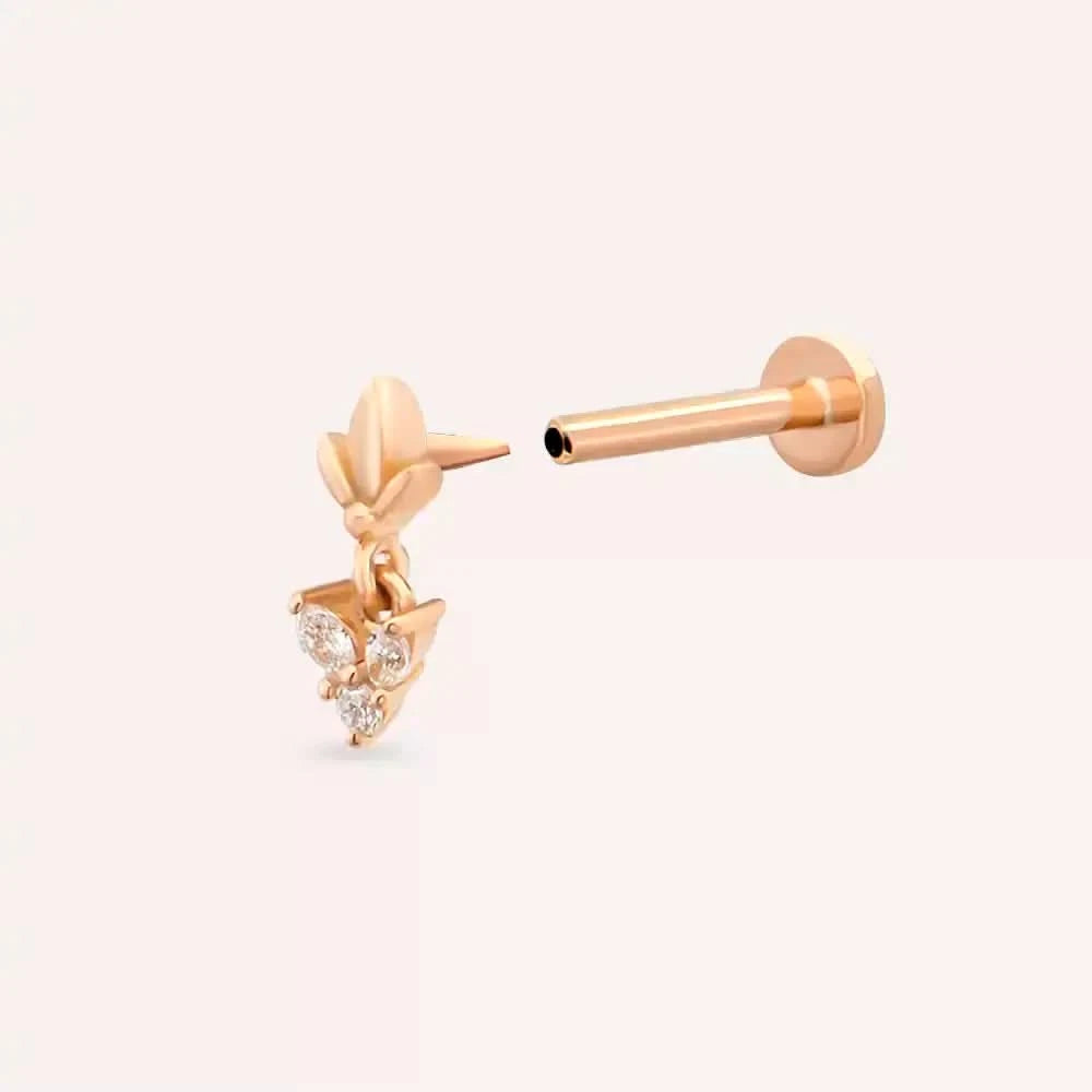 Nira Pırlanta Taşlı Rose Altın Piercing