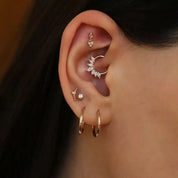 Nira Pırlanta Taşlı Rose Altın Piercing