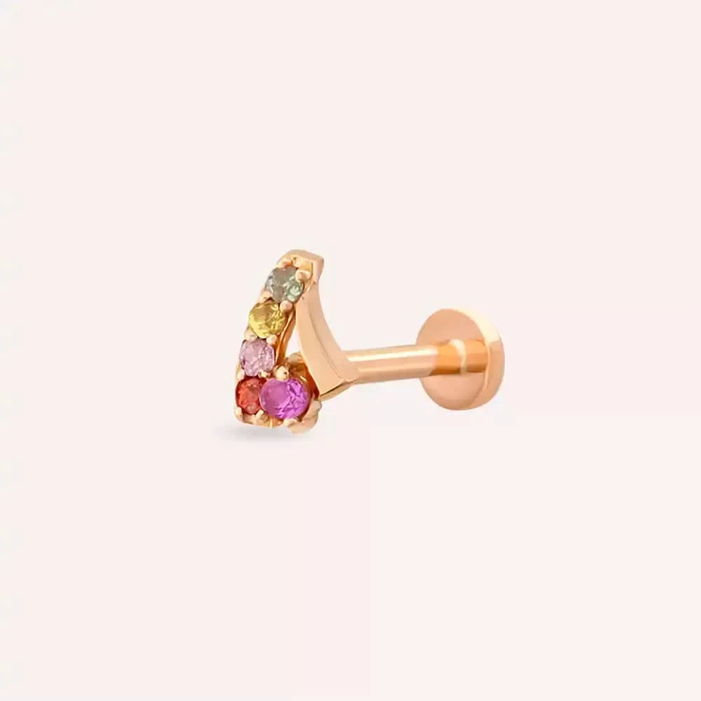 Niva Multciolor Safir Taşlı Rose Altın Piercing