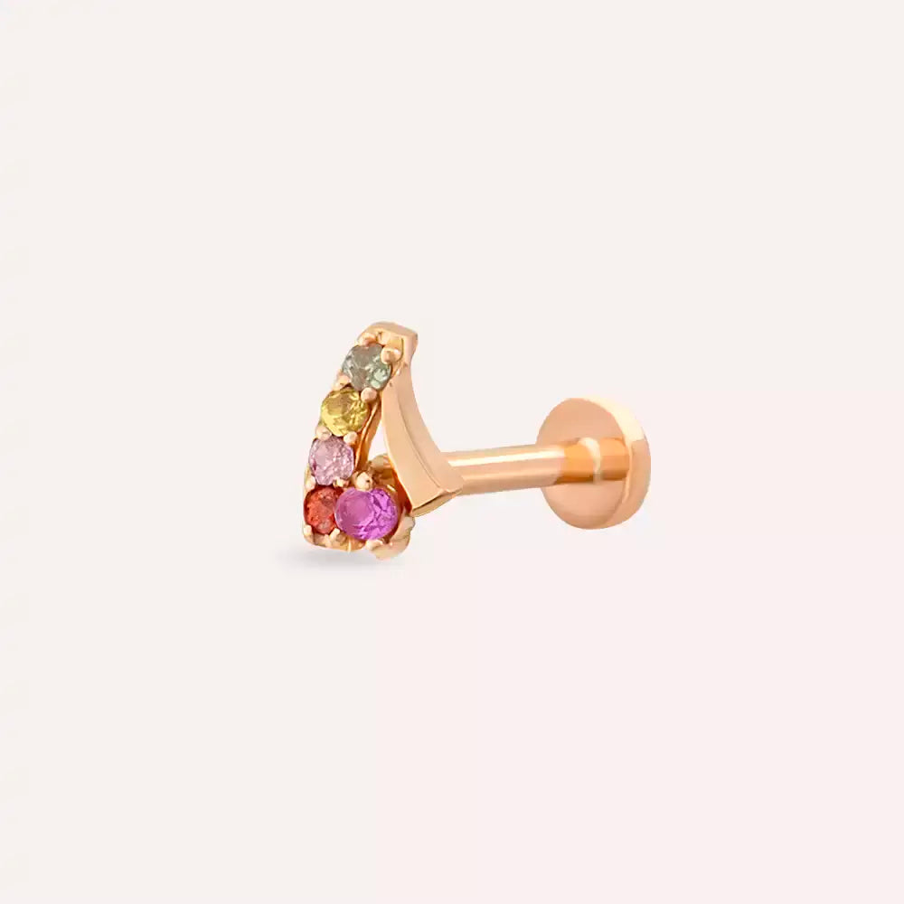 Niva Multciolor Safir Taşlı Rose Altın Piercing