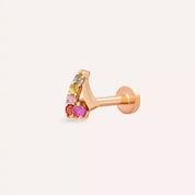 Niva Multciolor Safir Taşlı Rose Altın Piercing