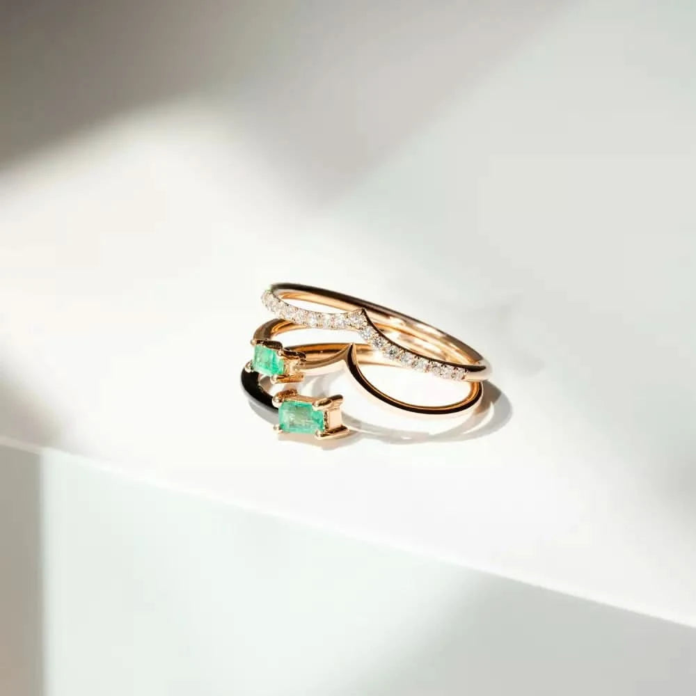 Noctura Zümrüt ve Pırlanta Taşlı Siyah Mineli Yüzük