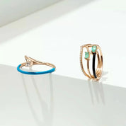 Noctura Zümrüt ve Pırlanta Taşlı Siyah Mineli Yüzük