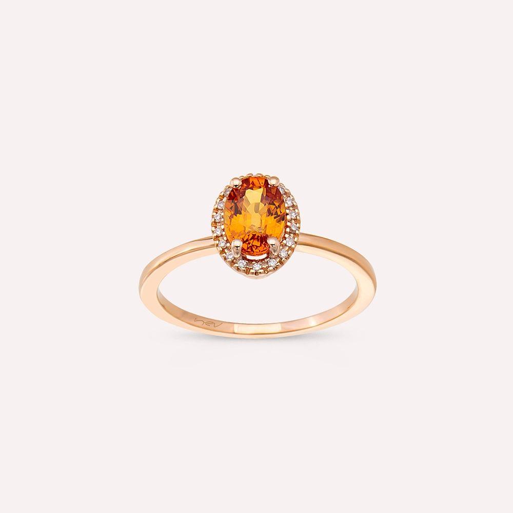 Nora 1.33 CT Orange Safir ve Pırlanta Taşlı Rose Altın Yüzük