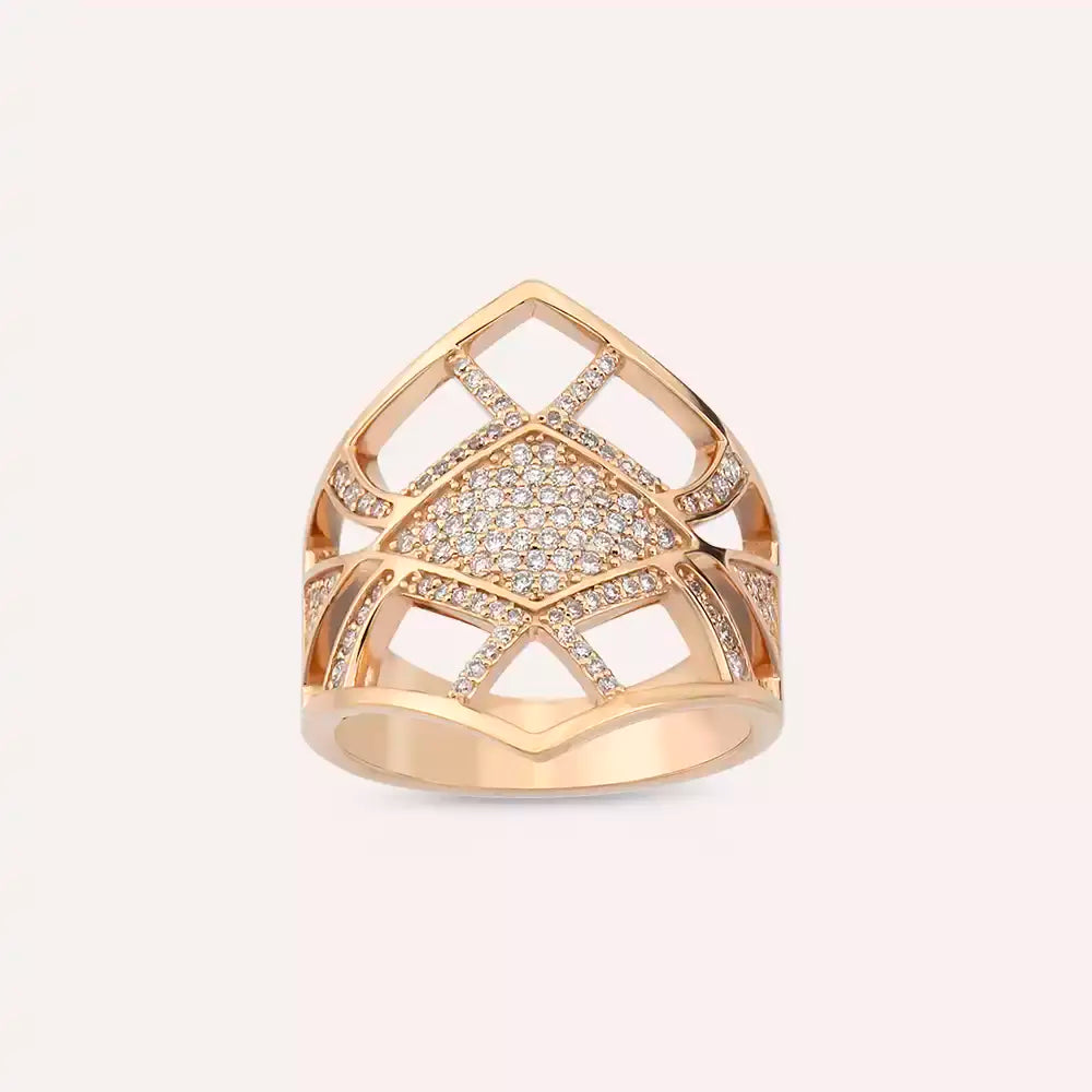 Arca 0.48 CT Pırlanta Taşlı Rose Altın Yüzük