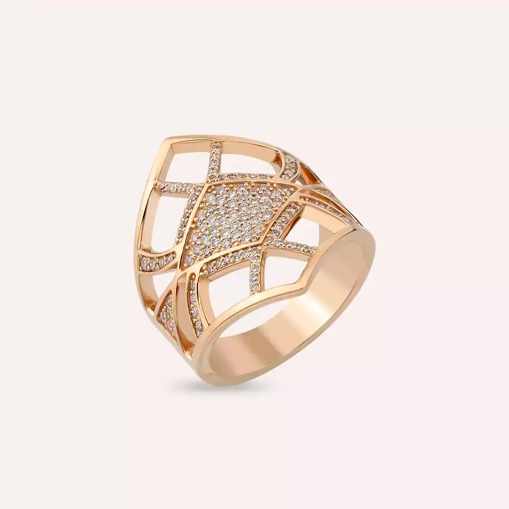 Arca 0.48 CT Pırlanta Taşlı Rose Altın Yüzük