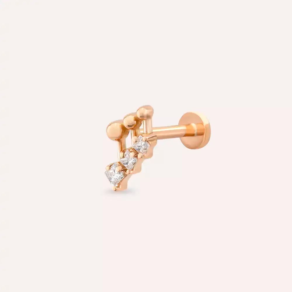 Pulse Pırlanta Taşlı Rose Altın Piercing
