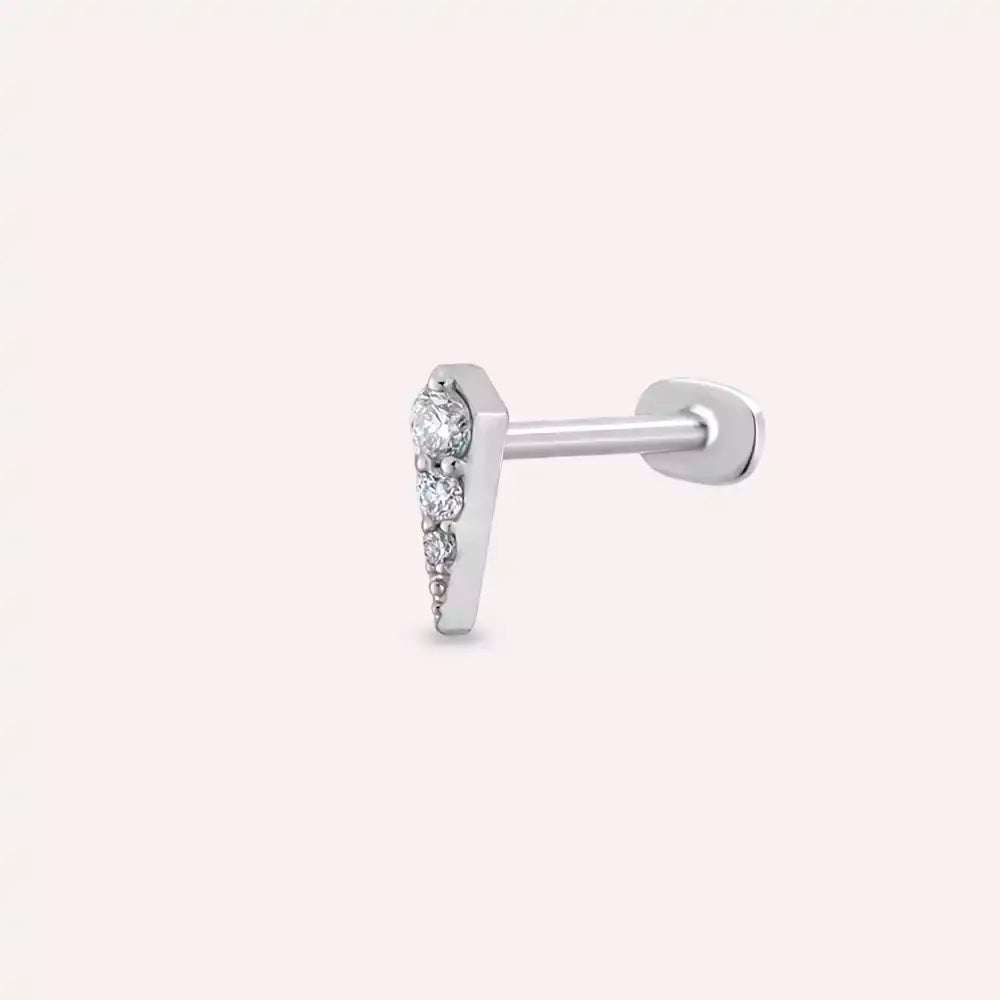 Nova Pırlanta Taşlı Beyaz Altın Piercing