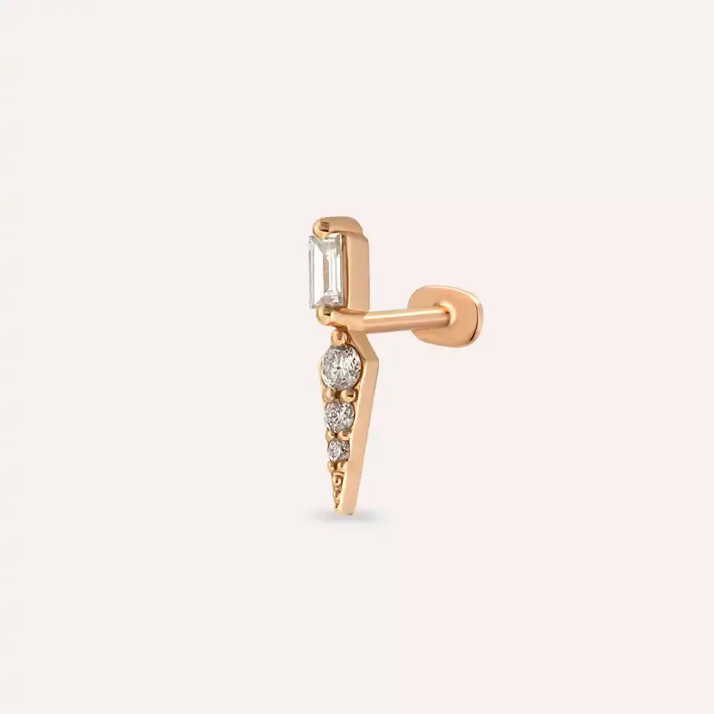 Nova Pırlanta Taşlı Rose Altın Piercing
