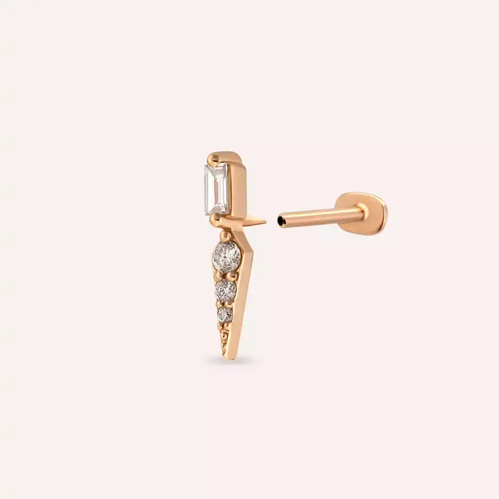 Nova Pırlanta Taşlı Rose Altın Piercing