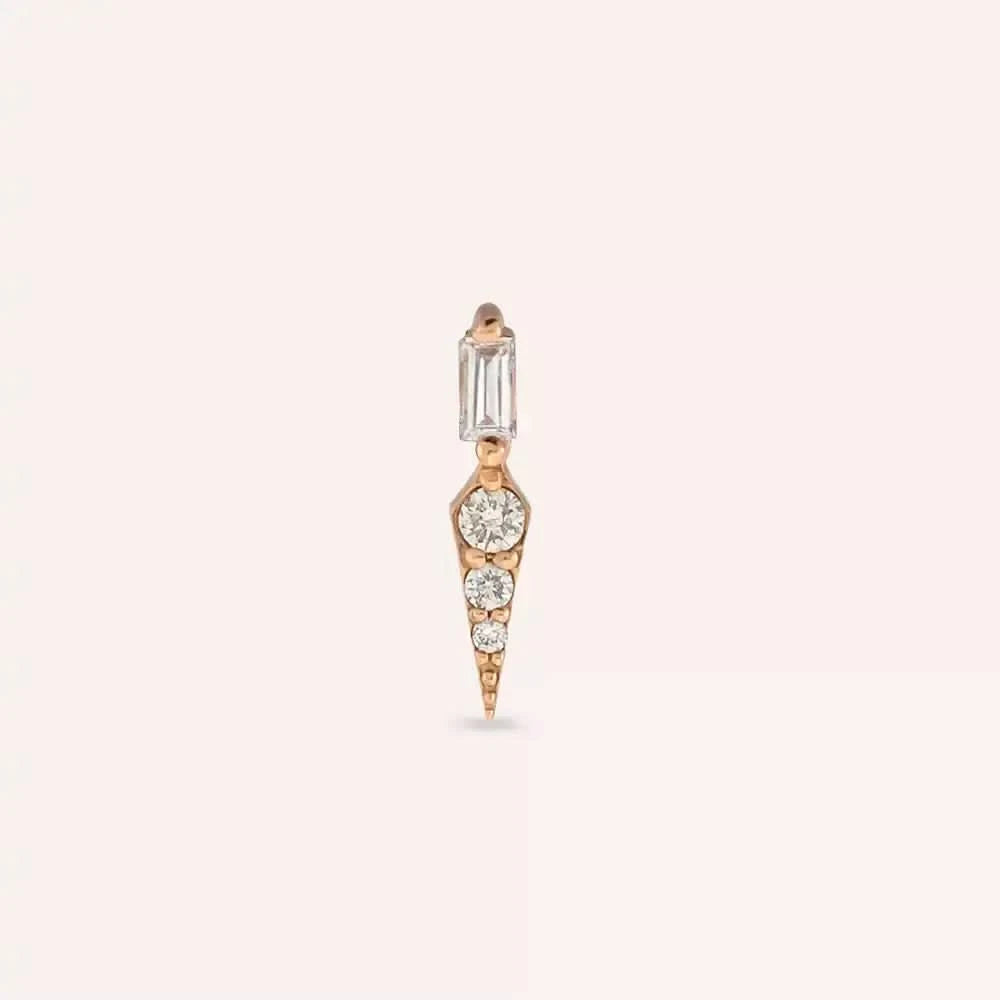 Nova Pırlanta Taşlı Rose Altın Piercing