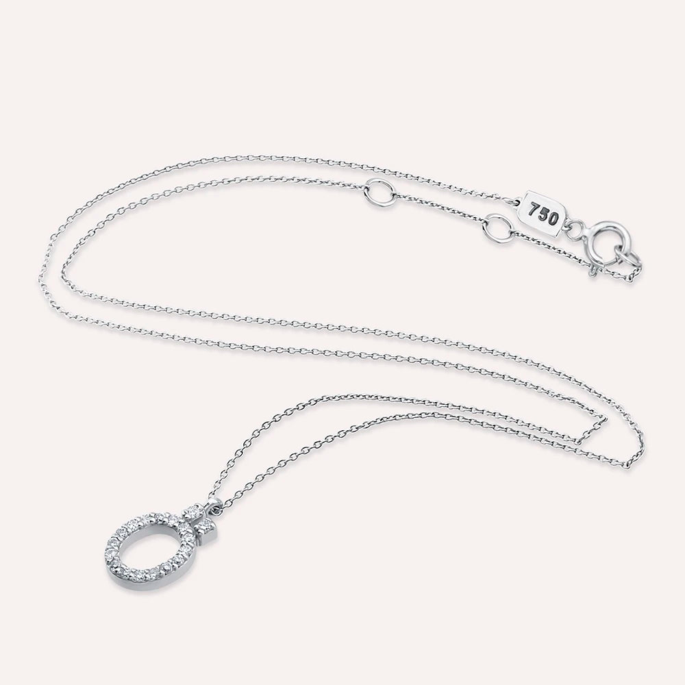 Ö Harf 0.12 CT Pırlanta Taşlı Beyaz Altın Kolye