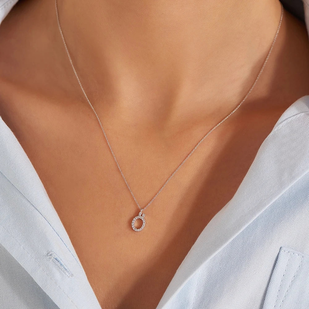 Ö Harf 0.12 CT Pırlanta Taşlı Beyaz Altın Kolye