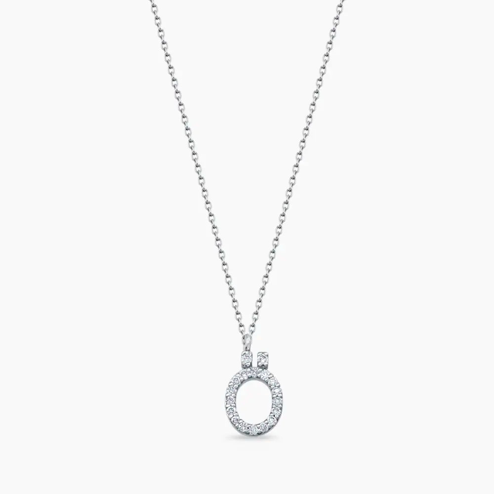 Ö Harf 0.12 CT Pırlanta Taşlı Beyaz Altın Kolye