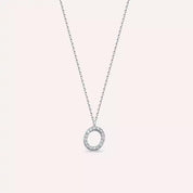 O Harf 0.10 CT Pırlanta Taşlı Beyaz Altın Kolye