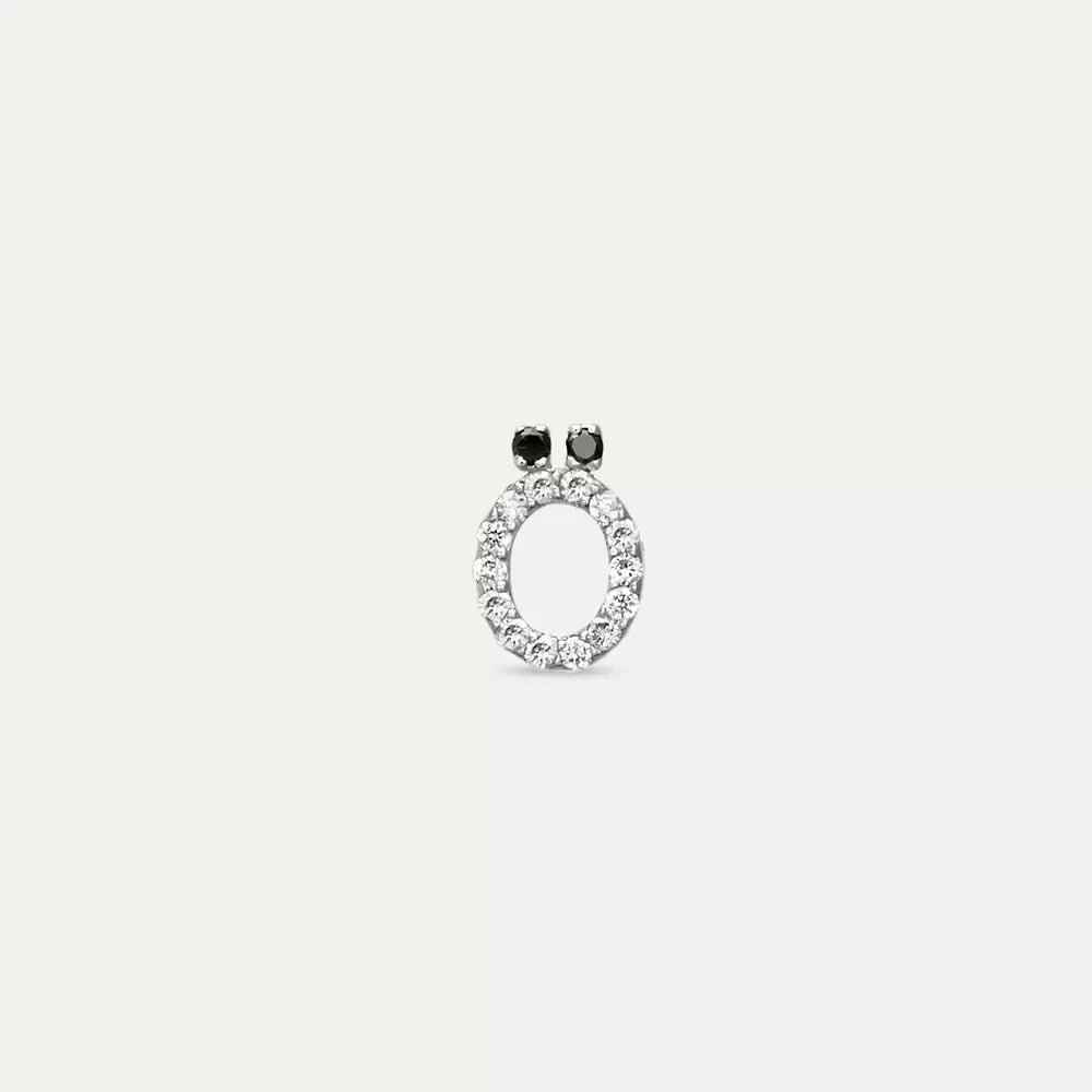 Ö Harf Pırlanta Taşlı Beyaz Altın Tek Küpe
