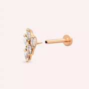 Opal Pırlanta Taşlı Rose Altın Piercing