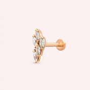 Opal Pırlanta Taşlı Rose Altın Piercing