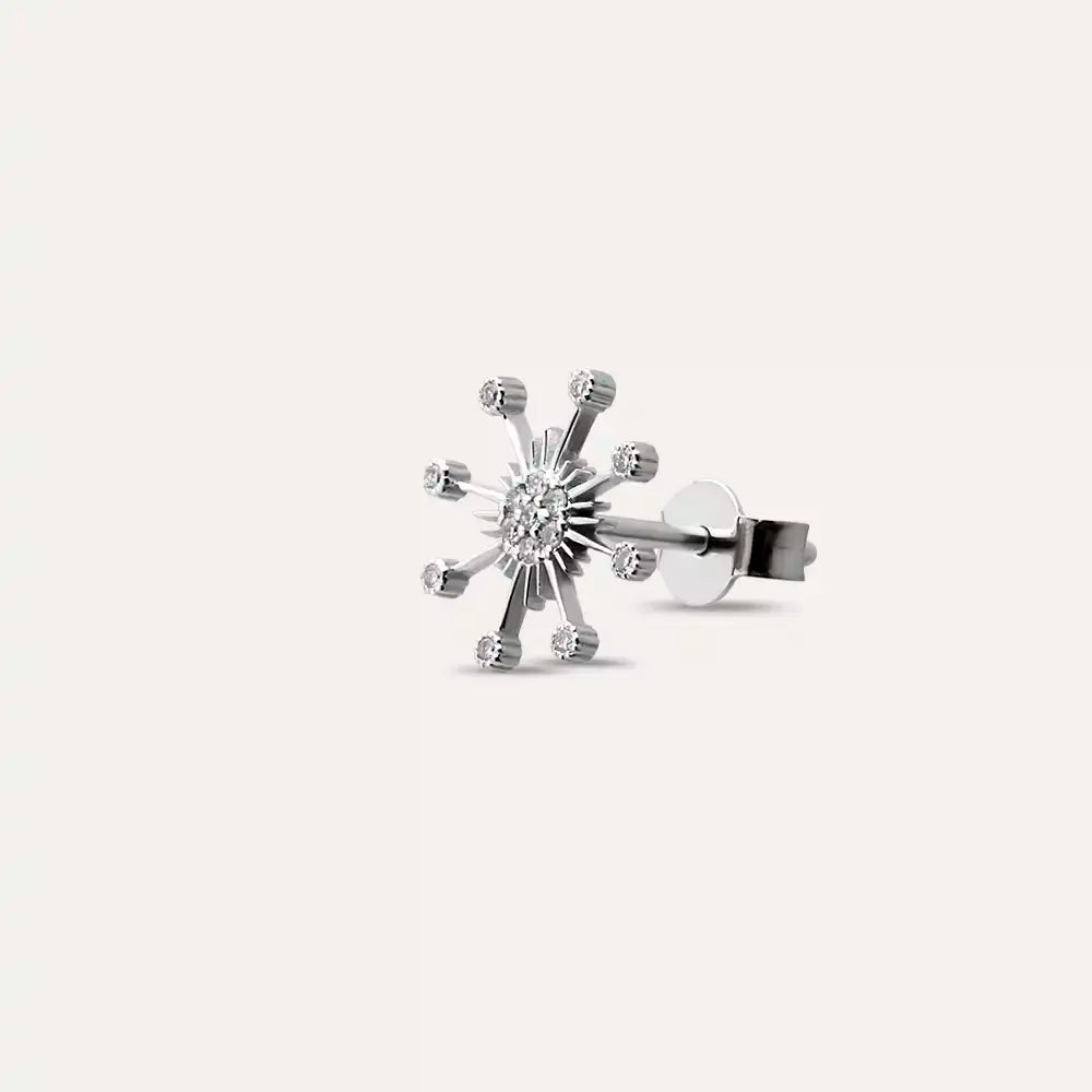 Flux 0.05 CT Pırlanta Taşlı Beyaz Altın Tek Küpe