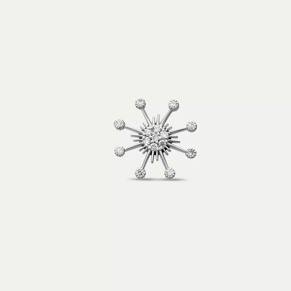 Flux 0.05 CT Pırlanta Taşlı Beyaz Altın Tek Küpe