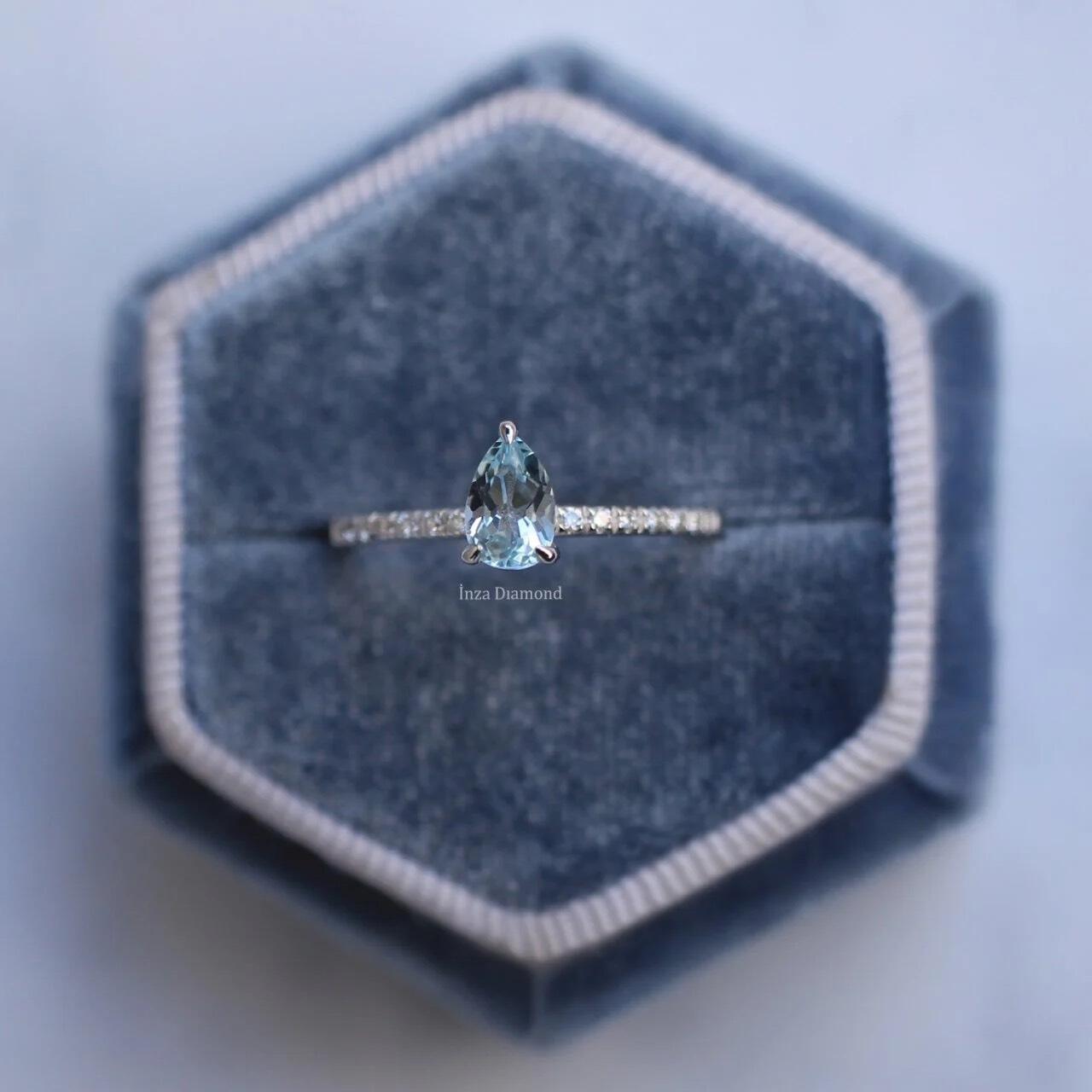 Özel Tasarım Damla Aquamarine & Pırlanta Yüzük