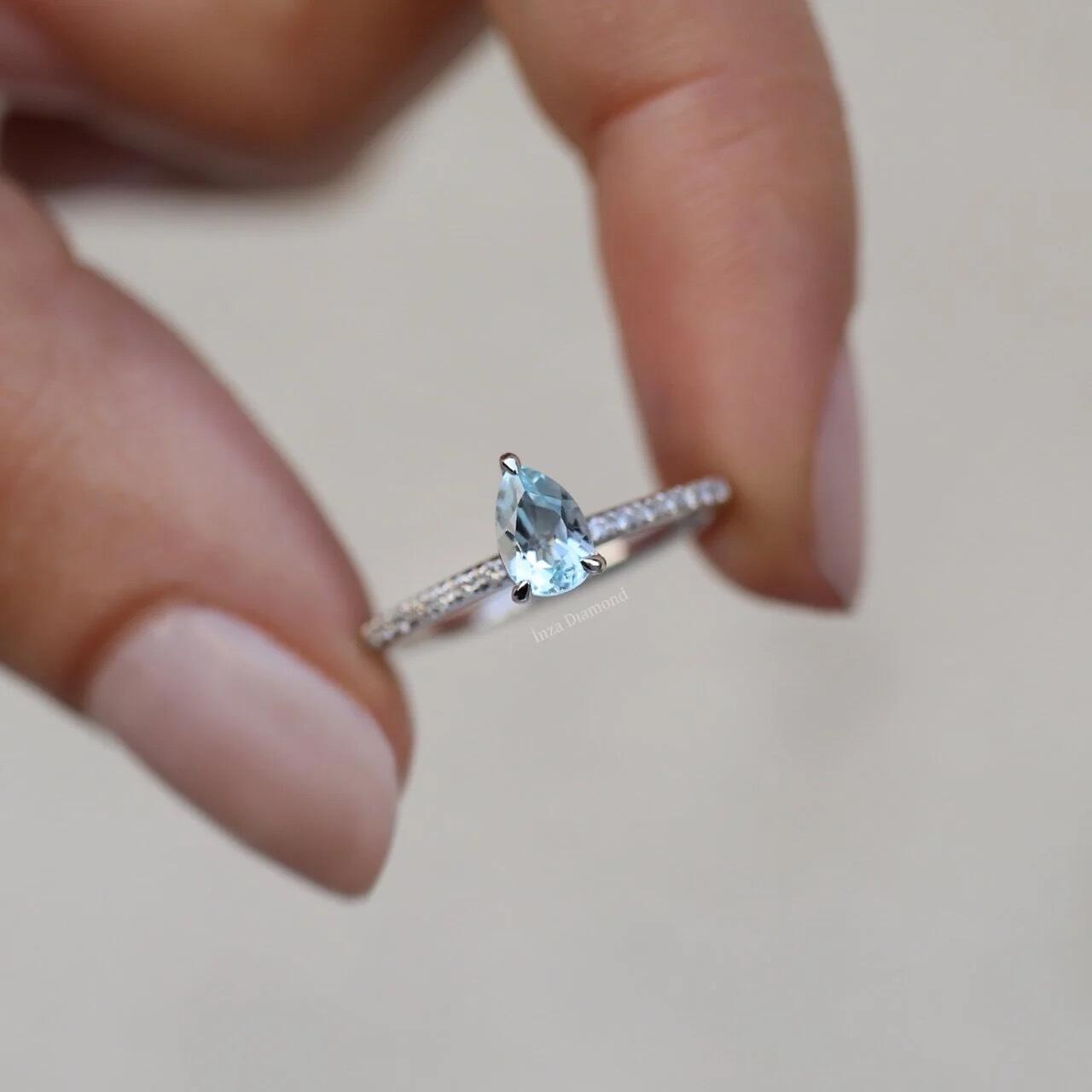 Özel Tasarım Damla Aquamarine & Pırlanta Yüzük