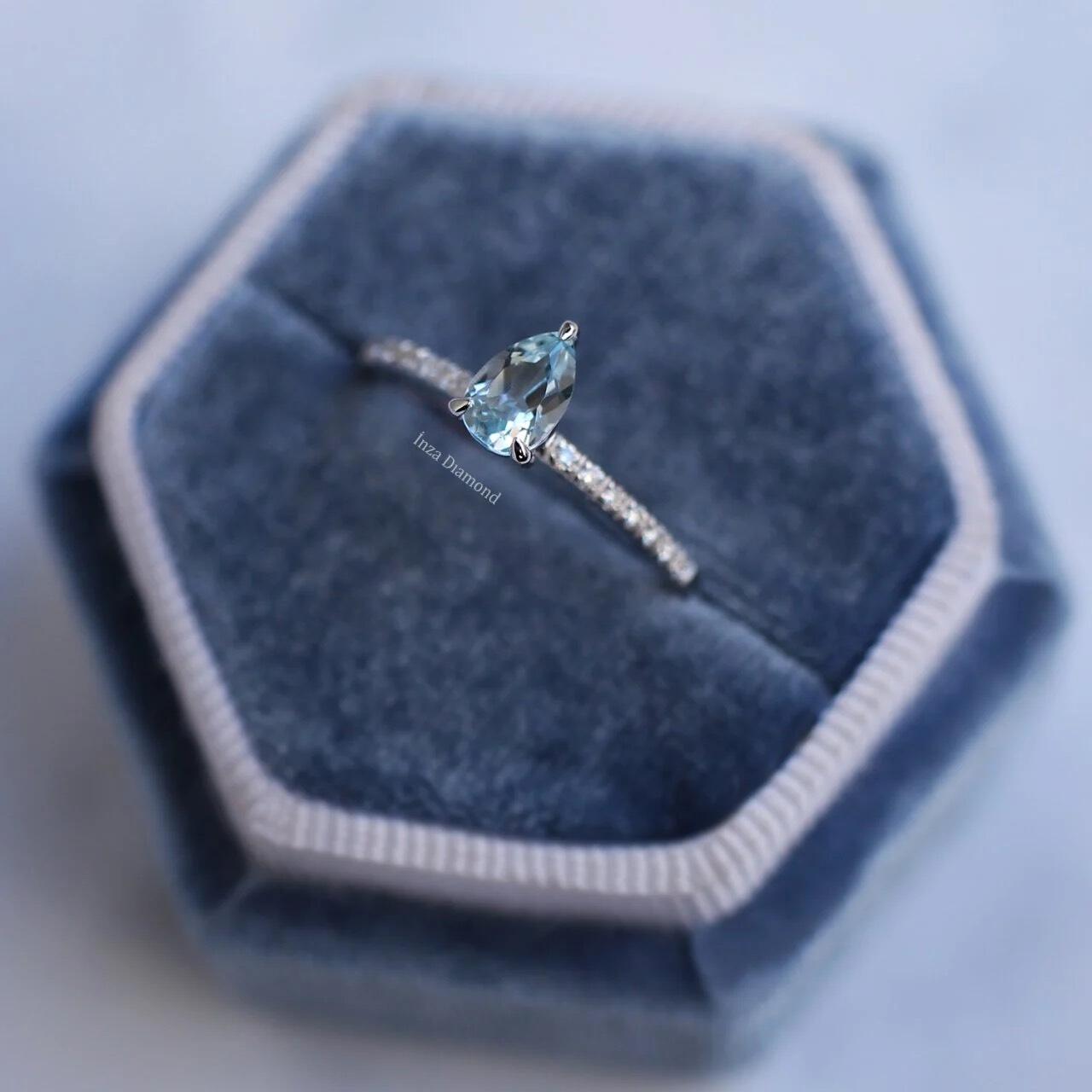 Özel Tasarım Damla Aquamarine & Pırlanta Yüzük