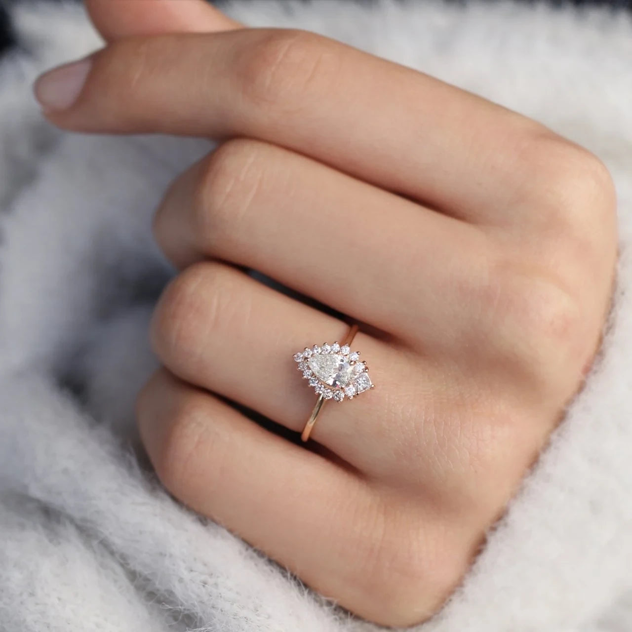 0.75 CT Özel Tasarım Damla & Prenses Pırlanta Yüzük