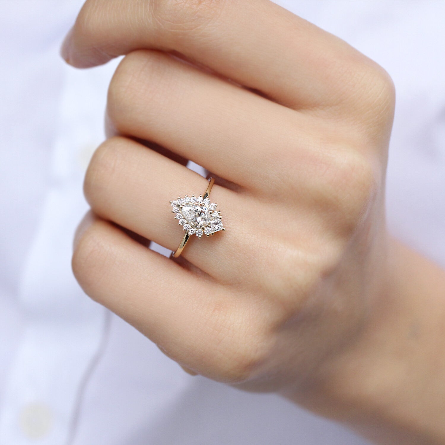 0.75 CT Özel Tasarım Damla & Prenses Pırlanta Yüzük