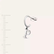 P Harf Pırlanta Taşlı Beyaz Altın Tek Küpe