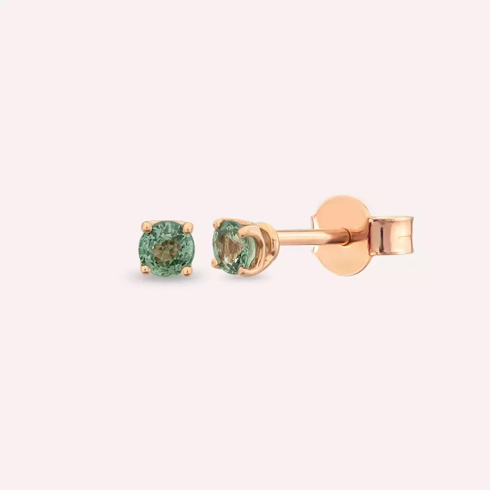 Paio Green Safir Taşlı Rose Altın Küpe